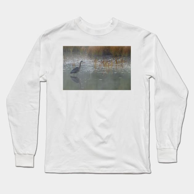 Heron There - Great Blue Heron, Algonquin Park, Canada Long Sleeve T-Shirt by Jim Cumming